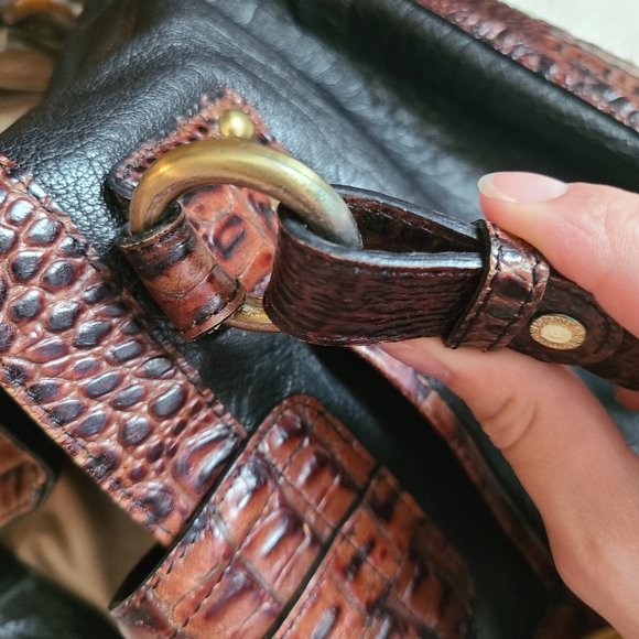 Brahmin Vintage Black & Brown Croc & Tuscan Leather Shoulder Bag - Picture 16 of 16